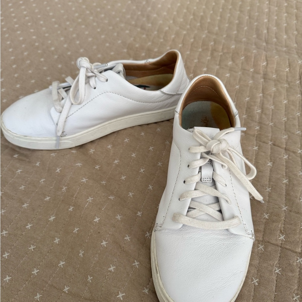 OluKai White Leather Sneakers, used, size 7